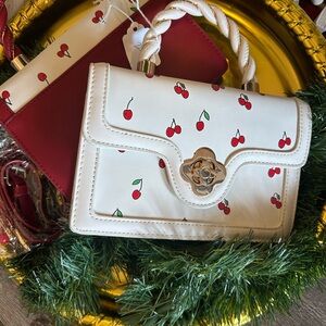 Cherry Print White Handbag